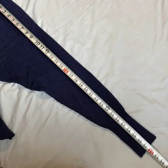 Free People, Dark Blue, V-Neck, Ribbed Sweater- L - Picture 8 of 8